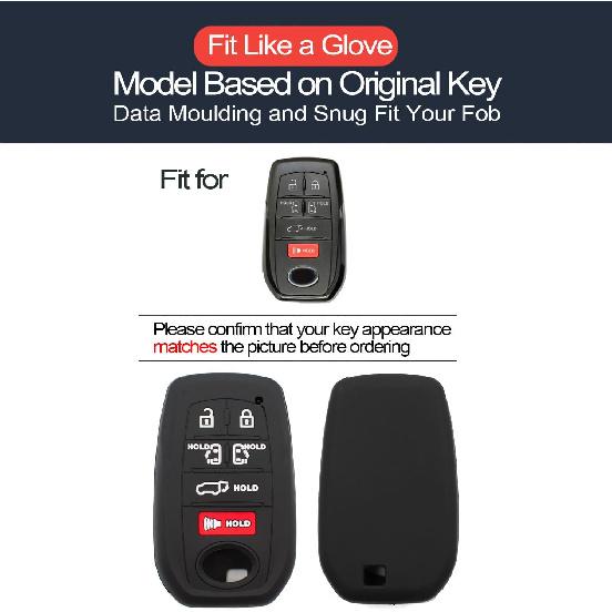 2Pcs Compatible With Toyota Sienna Smart 6 Buttons Key Fob Cover Case Key Chain Protector Keyless Entry Remote Holder