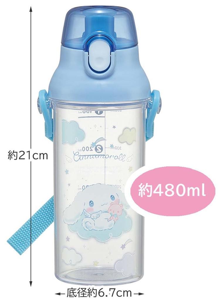 Skater Clear Plastic Water Starry Sanrio with Graduations for Hydration Kids' Bottle, 480ml, Cinnamoroll, Sky, Design, Management, PSB5TRC-A