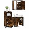 3 Piece Bathroom Furniture Set Smoked Oak Wood Based Material