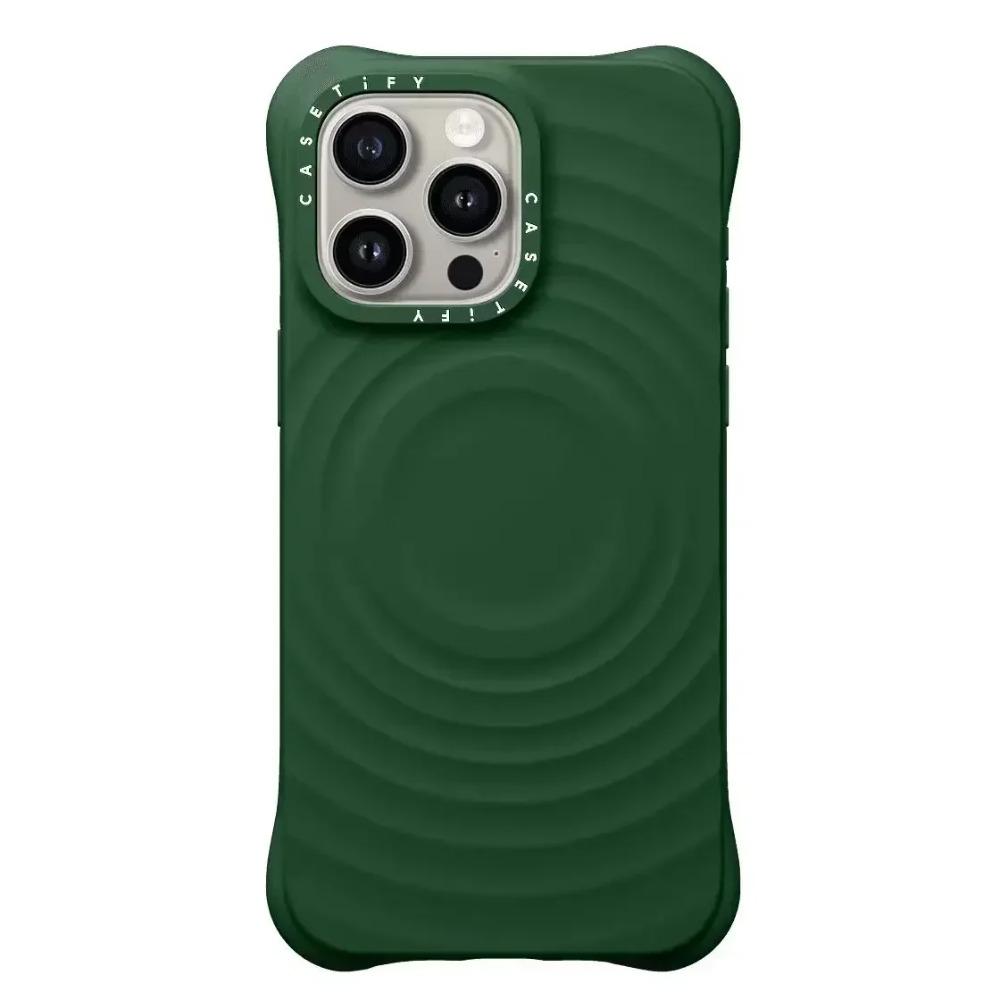 Stile INS Onde Silicone Lettere Incise Per Custodia Telefono Magsafe Per iPhone 17 Pro Max Pulsante Foto Protezione Quattro Angoli Anti-caduta Custodia Protettiva