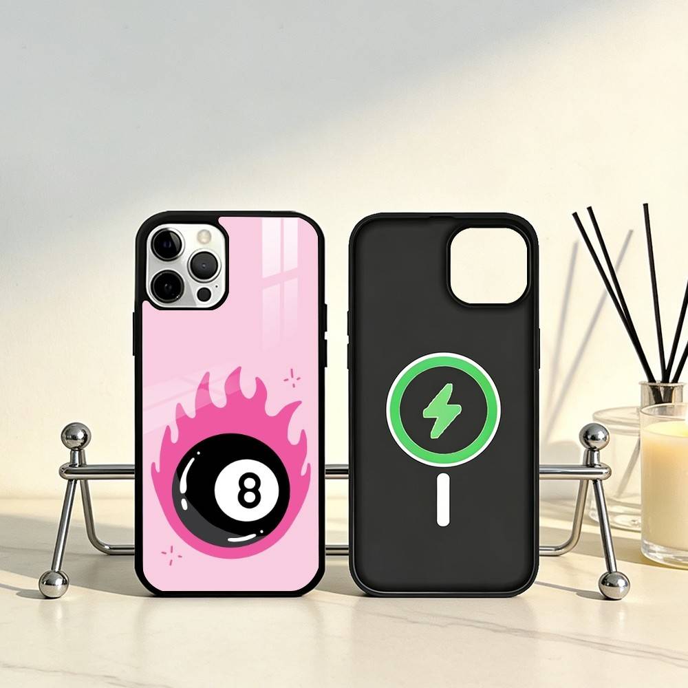 

8 Ball Aesthetic Pink Phone Case For iPhone17,16,15,14,13,12,11 Plus,Pro Max Magnetic For Magsafe Wireless Charging iPhone12PROMAX