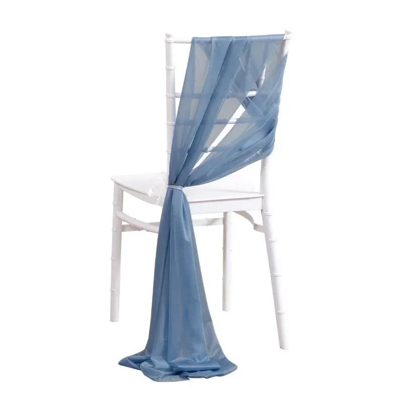10/50 ks 17x250cm Šifonové mašle na židle Svatba Židle Baby Shower Potahy Stuha Svatba Párty Banket Akce Ulička Židle Dekorace