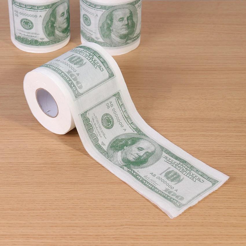 1 Rolle Haushaltswaren Zellstoff Hundert Dollar bedrucktes Zigarettenpapier Lustiges Toilettenpapier Humor Toilettenpapier Neuheit Geschenk