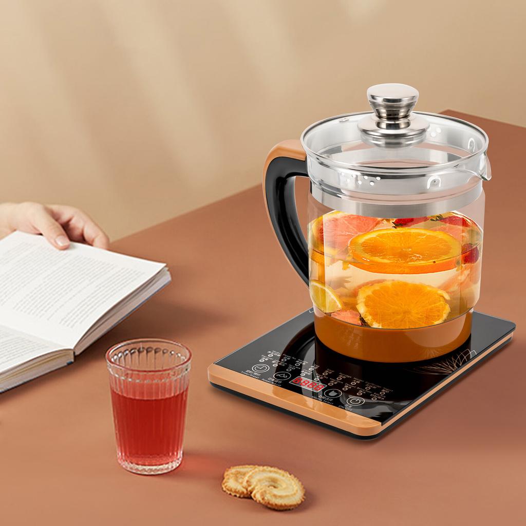 1.8L Electric Glass Kettle for Home Office Tea Maker with Removable Infuser 18 Modes Keep Warm 800W