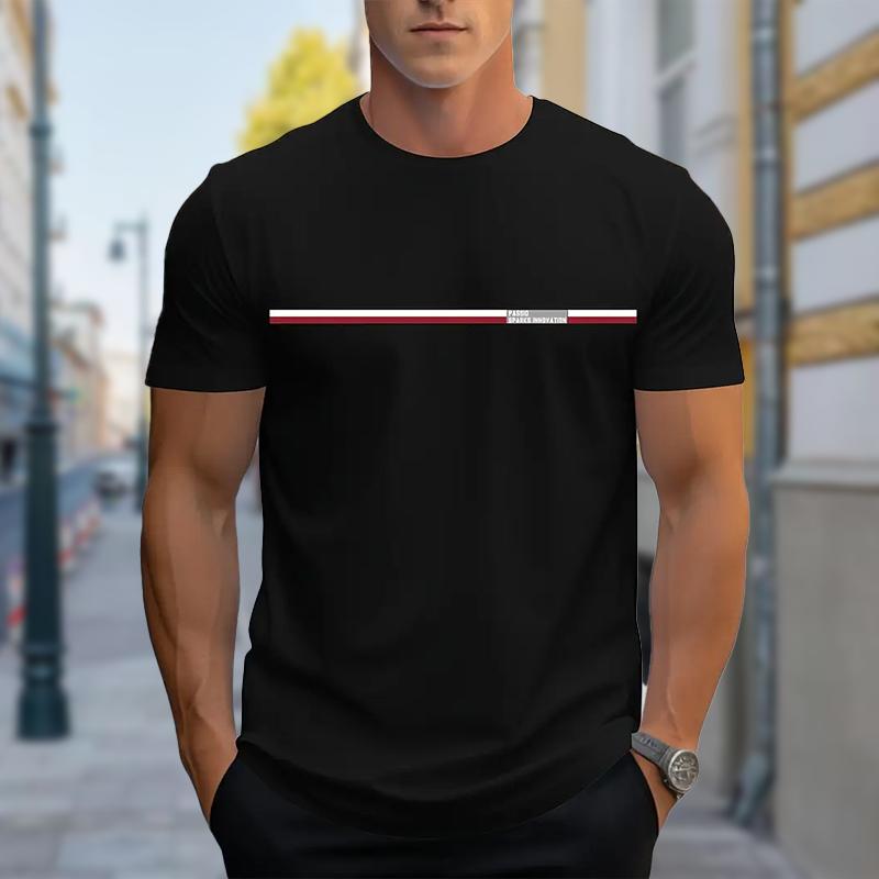 Happy Show Nieuw Zomer Heren Mode T-shirt Persoonlijkheid Eenvoudig Bedrukt Heren T-shirt Top XL zwart