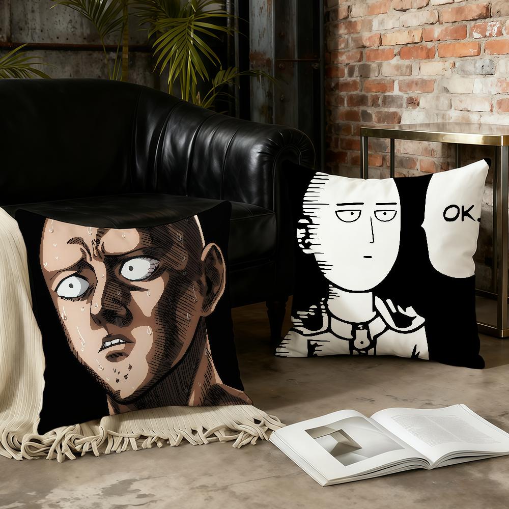 Anime O-One-Punch Man-Es Cushion Cover Birthday Anniversary Gifts Double Sided Printed Zipper Cushion Cover Soft Skin Bedding