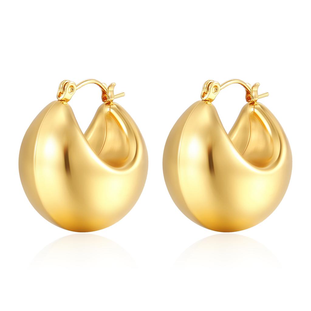 ins round stainless steel hollow earrings, chubby irregular round ball ear buckles, European and American fashion personalized jewelry