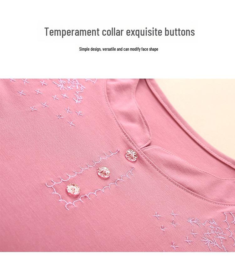 Mom's Plus Size Casual Summer Short-Sleeve T-Shirt - Loose, Stylish, Versatile Top for Middle-Aged and Elderly Women
