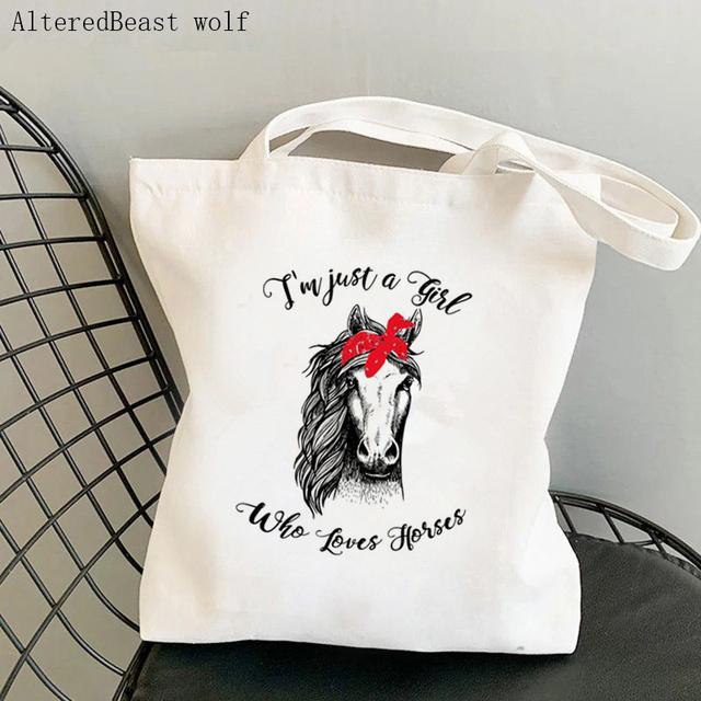 Iaidegou-1 Vrouwen Shopper tas Fjord Paarden Bedrukt Kawaii Tas Harajuku Winkelen Canvas Shopper Tas meisjes handtas Tote Schouder Dames Tas 29*32cm