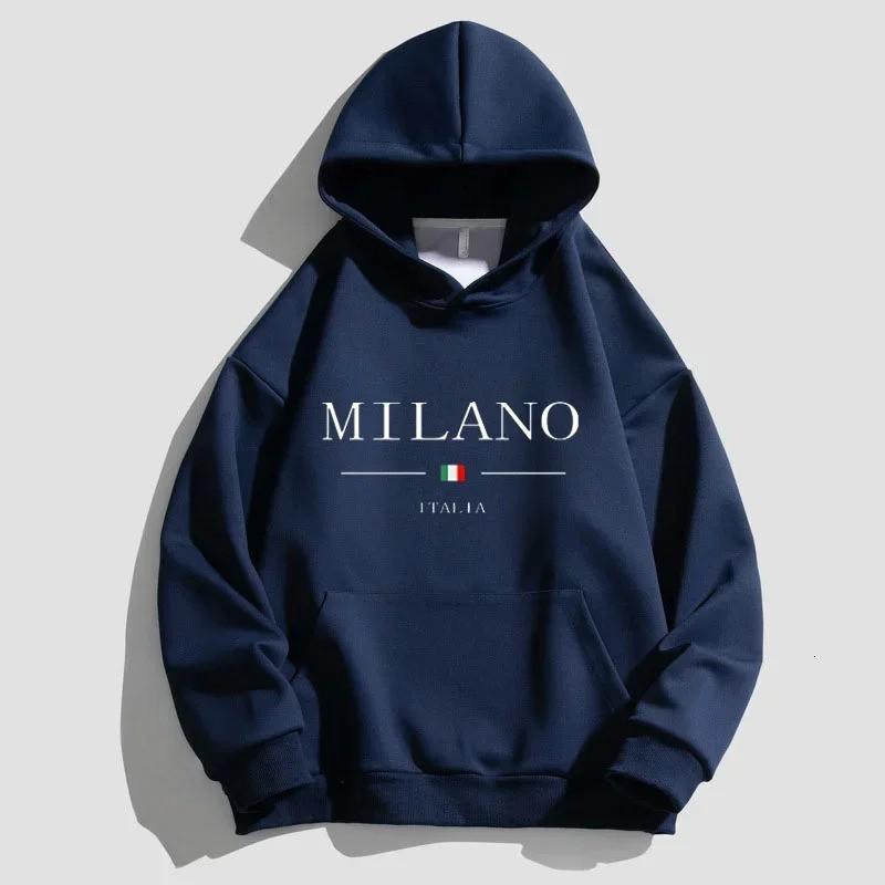 Mens Hooded Cotton Blend Sweatshirt With Printed Design Regular Fit Casual Wear