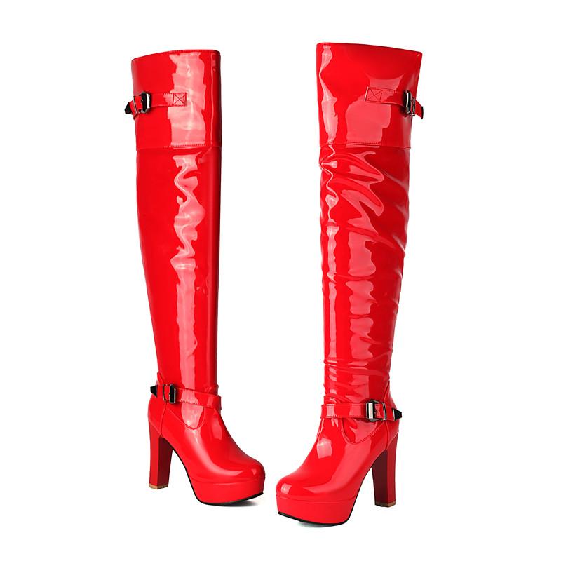 Women's high-heeled boots autumn and winter new European and American style waterproof table thick-heeled large-size knee boots