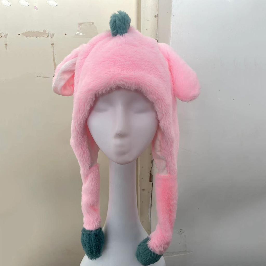Winter Cartoon Dinosaur Doll Plush Hat, A Cute Hat With Ears That Move When Squeezed