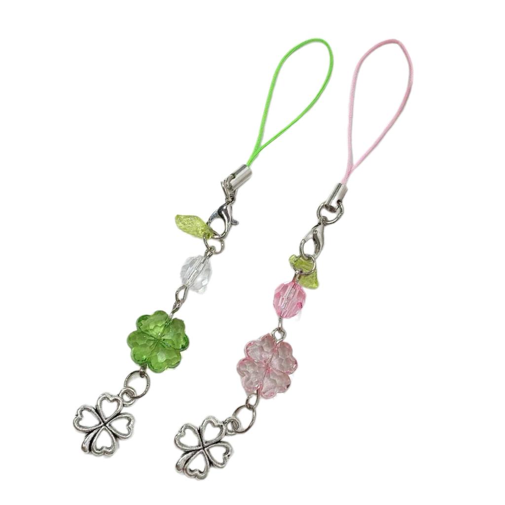 Durable Four Leaf Clover Mobile Chain Four Leaf Clover Bead Phone Embellishment Gift of Luck for Friends and Family