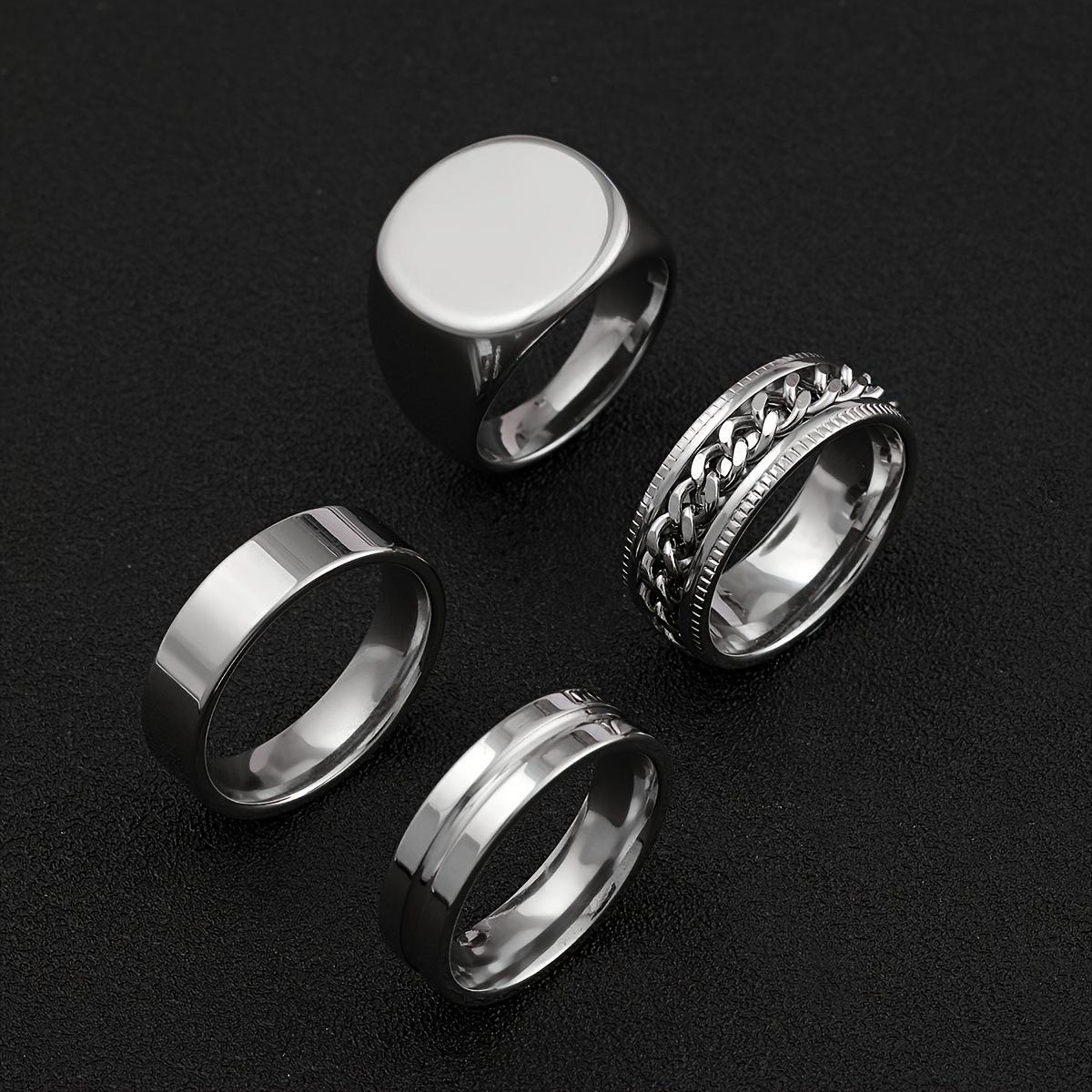 

Литье ювелирных изделий из нержавеющей стали Круглое гладкое кольцо Хип-хоп Панк стиль Титановая сталь Мужской набор колец 11No.