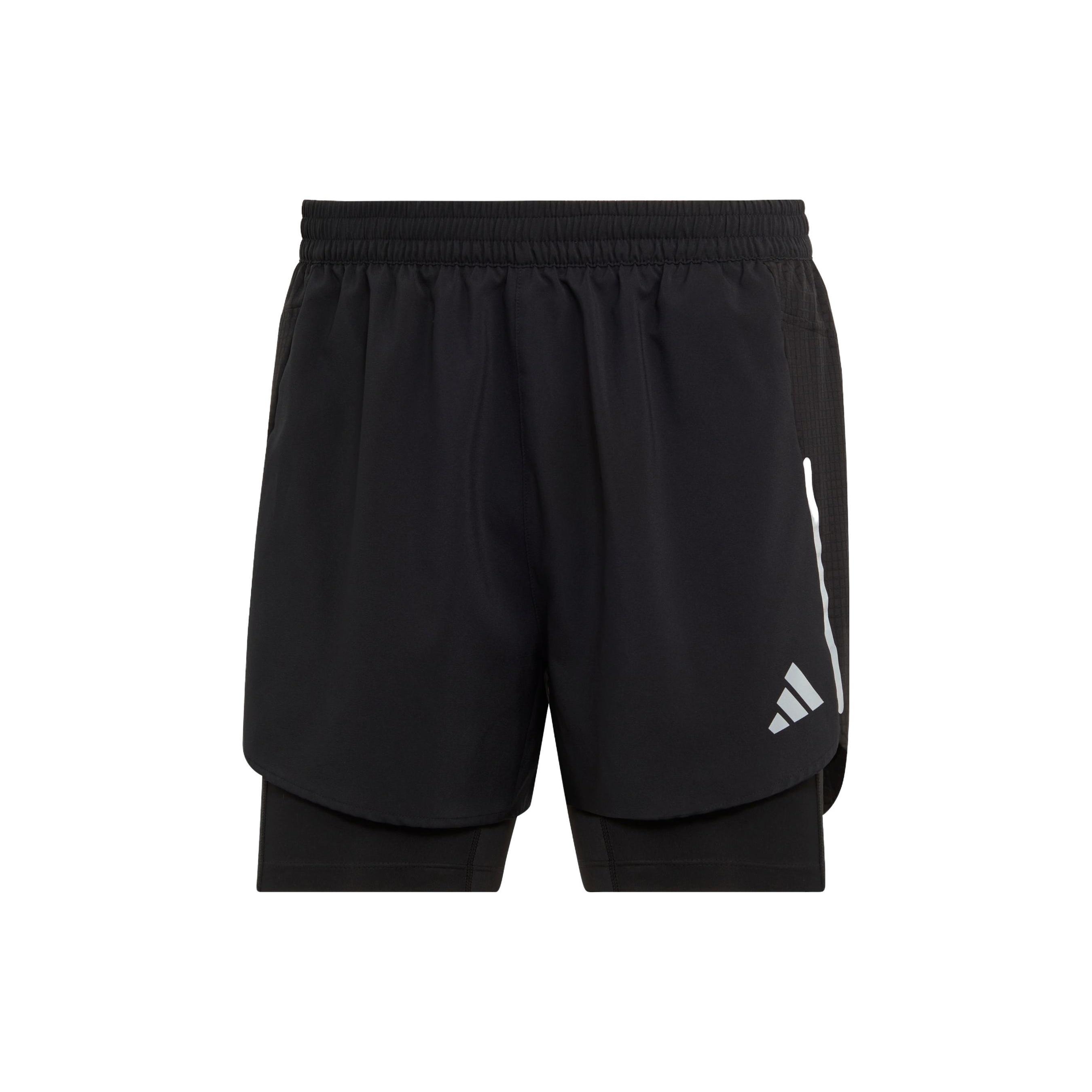 adidas Designed 4 Running 2-in-1 Shorts Black White Men s HN8023 XXL
