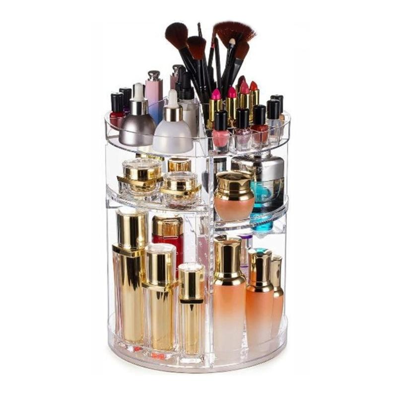 360 Degree Rotating Cosmetic Storage Organizer Skincare Stand Multilayered Acrylic Rack for Makeup and Beauty Tools