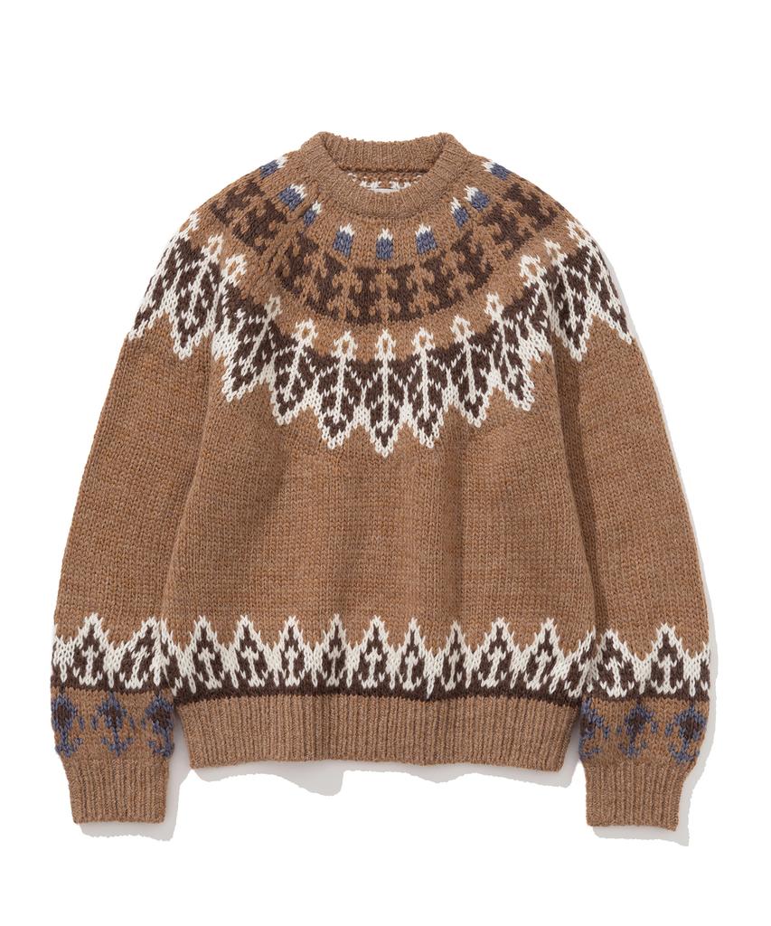 UNIFORM BRIDGE Nordic Crew Neck Knit Camel
