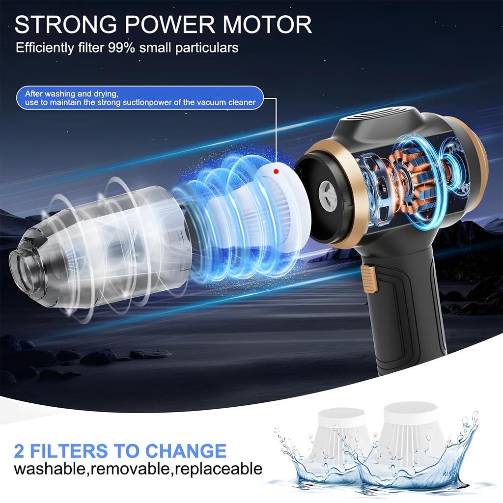 Handheld Cordless Car Vacuum Cleaner, 12000Pa High Power Portable Rechargeable Blower & Vacuum Handheld With Brushless Motor For Car Home Outdoor Use
