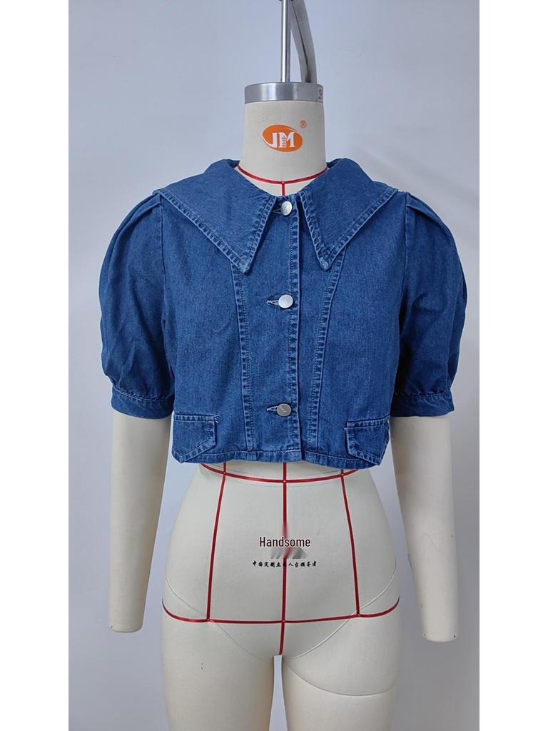 European and American Women's Stylish Washed Denim Short Jacket for Spring and Summer