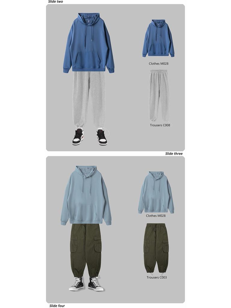Loose Oversized Drop Shoulder Hooded Pullover Sweatshirt with Pocket - Solid Color, European Size, Customizable Design