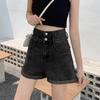 Cozy Denim Shorts Girls Women's Summer Loose Straight High Waist Wide Leg A-Line Street Style All-match White Pants