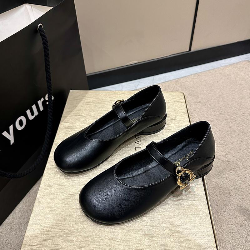 Fashion Women's Fashion Single Shoes Spring New Round Head Mid-mouth Soft Sole Anti-slip Wear-resistant Low-top Shoes