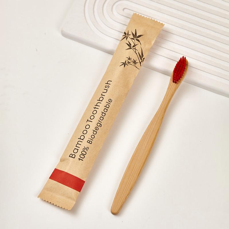 Disposable Bamboo Toothbrushes with Soft Nylon Bristles Eco Friendly Bamboo Fiber Dental Tool Individually Packed Paper Bags