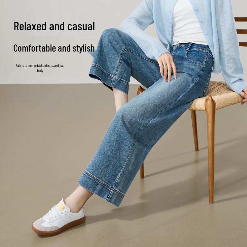 ESE-Y Women's High-Waist Cropped Wide-Leg Jeans