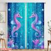 2pcs,2D plane printing Curtain Fabric Dreamy Seahorses Versatile Fabric (without rod) Festive Perfect for Study, Living Room,