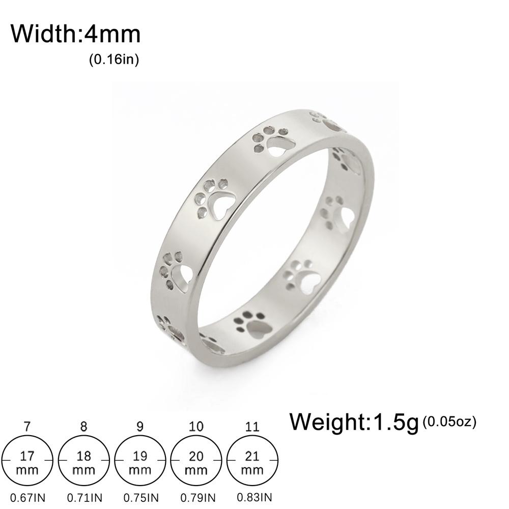 Hollow out dog paw cat paw ring tainless steel cute pet footprint ring animal enthusiast couple anniversary jewelry gift
