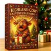 3D Highland Cow Christmas Advent Calendar 2025 with 24 Doll Holiday Gift Calendar Xmas Calendar for Home/Office/Tree Xmas Decor