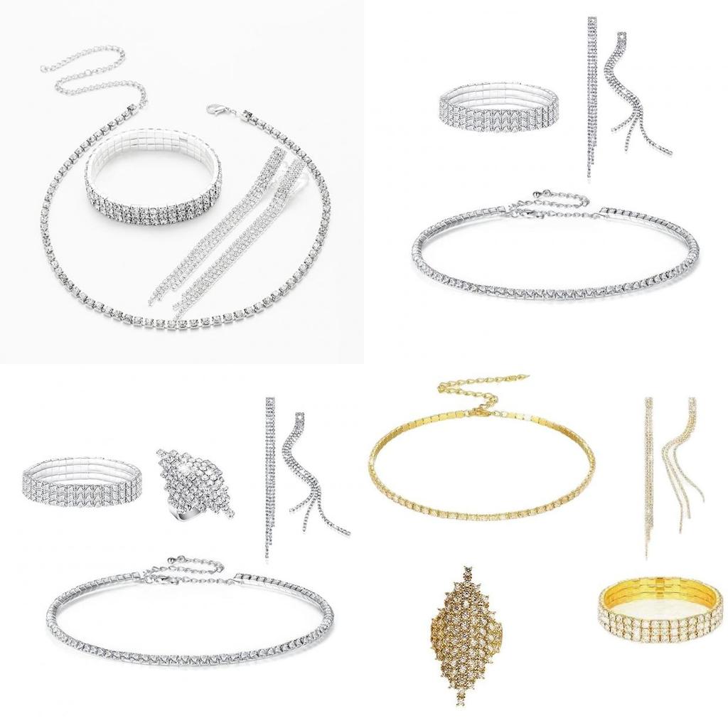 Water Diamond Bridal Jewelry Set With Necklace Earrings Bracelet And Ring For Weddings