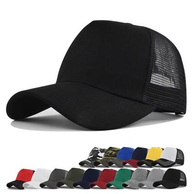 5 Panels Hard Top Cap Solid Color Sun Hats Casual Mesh Cap