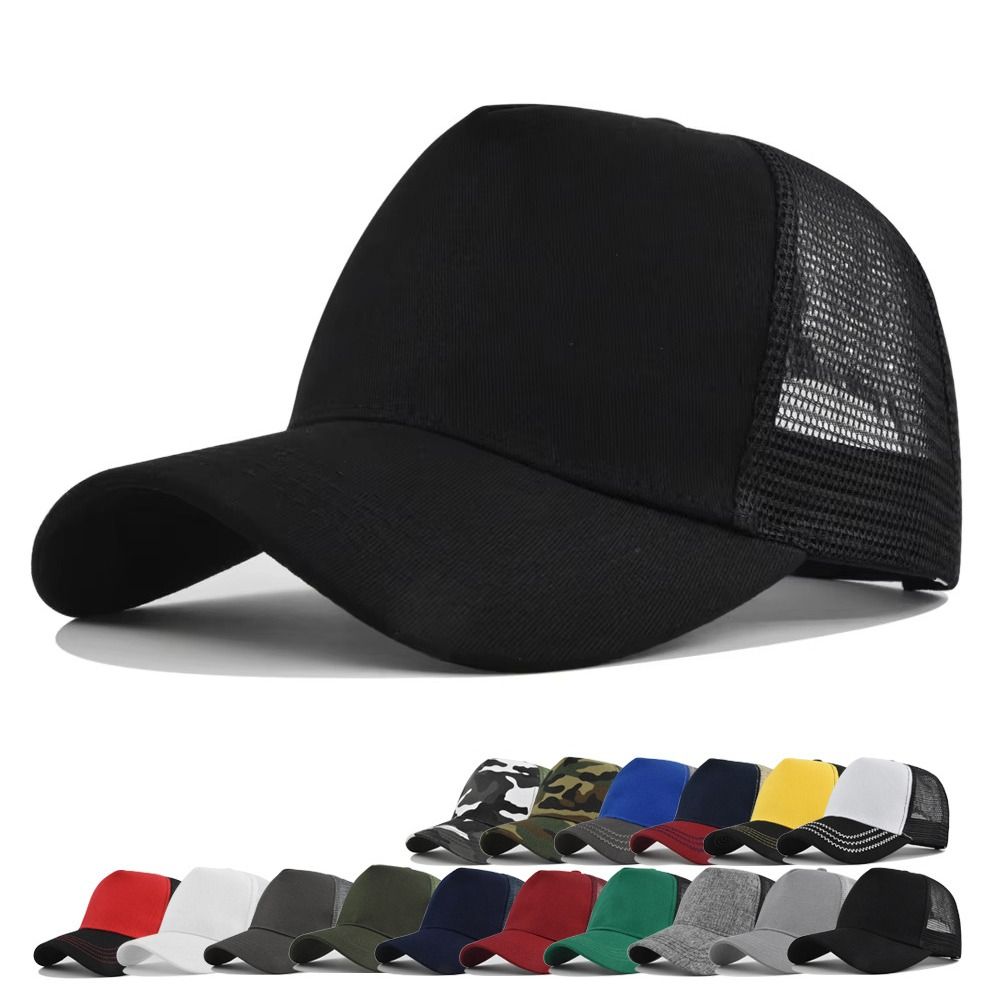 Fashion 5 Panels Baseball Cap Solid Color Mesh Cap Breathable Sun Hats