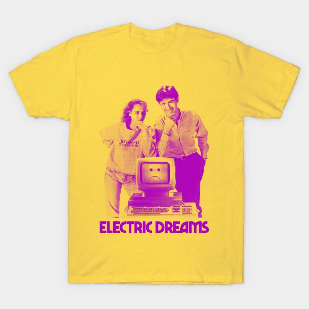 

Men Black Print T-shirt Electric Dreams Vintage Movie Tribute Design No-Cut Transfer Paper Print Cotton Tshirt L жовтий