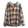 Autumn Japanese and Korean Single-breasted Plaid Brushed Long-sleeved Shirt Women's Casual Large Size Casual Hooded Shirt