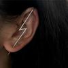 PONYKISS  Sterling Silver 1 Piece Zircon Lightning Clip Earring for Women Punk Personality Fine  Geometric Accessories