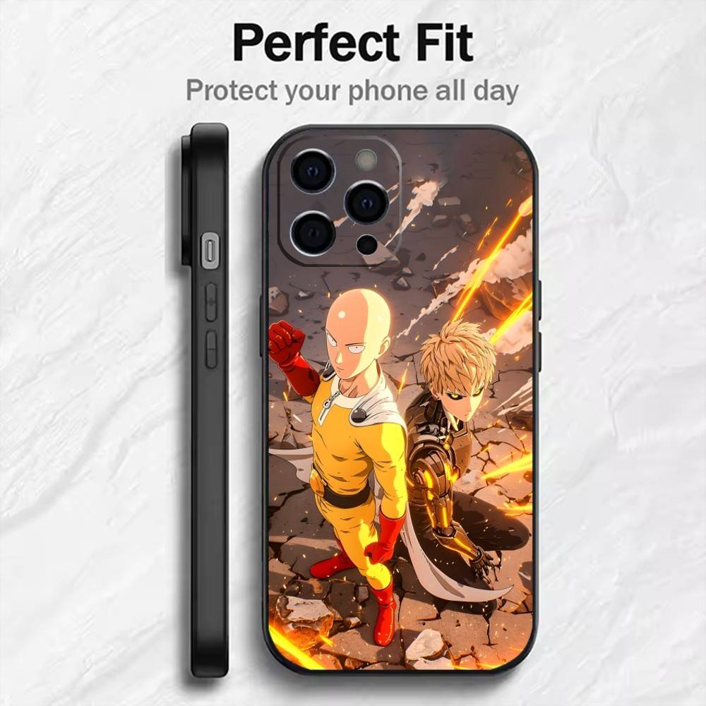 

One P-Punch Anime G-Genos Phone Case For iPhone17,16,15,14,13,12 Plus,Max Soft Silicone Black Cover iPhone16pro