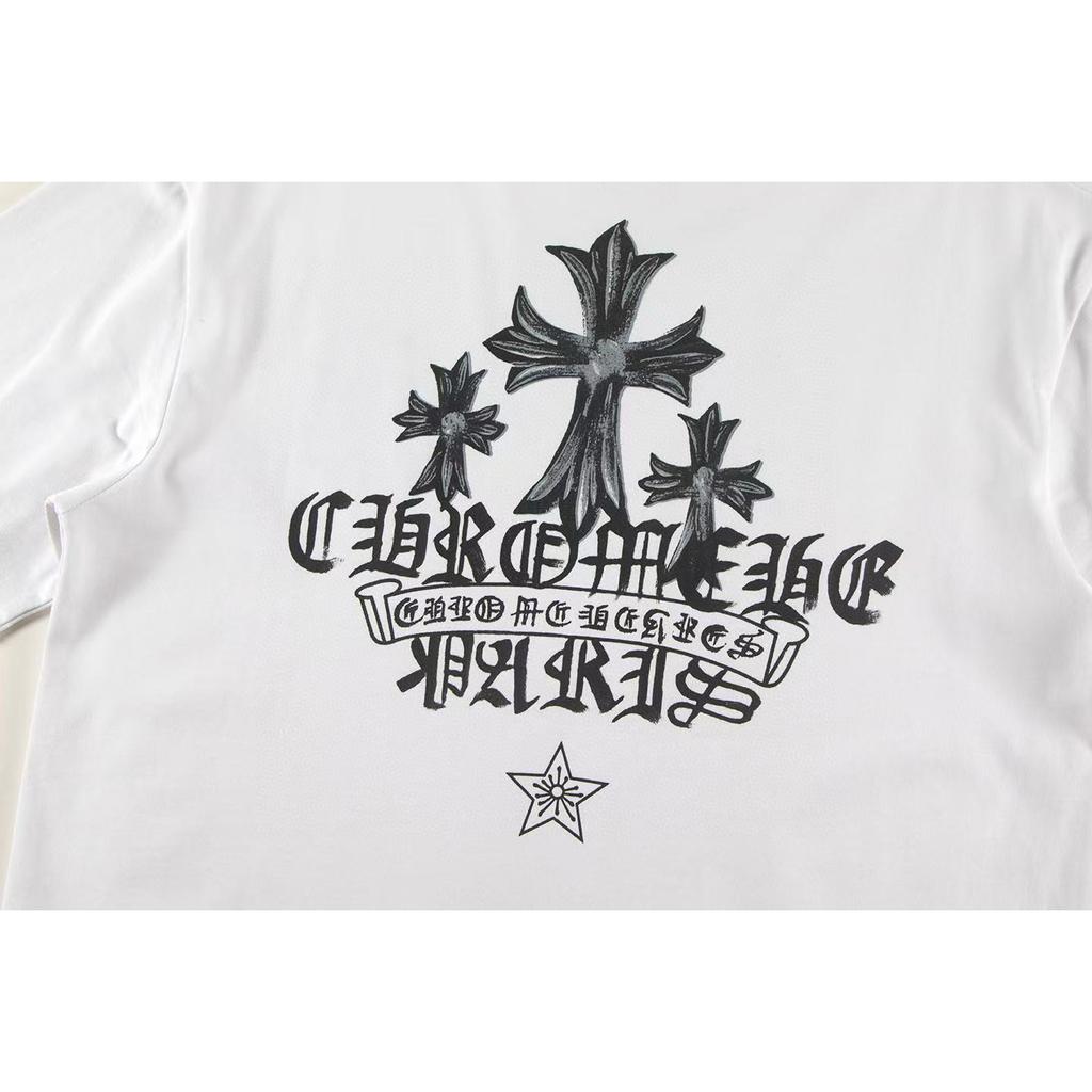 W372 CHROME HEARTS 2025 Summer New High Quality Cotton Round Neck Loose Large Size Men's and Women's T-shirt Couple T-shirt