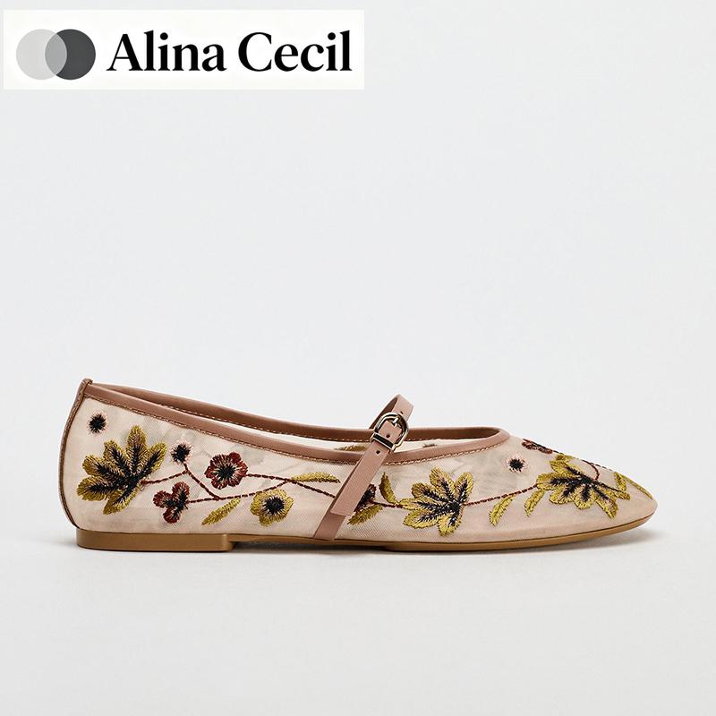 Primăvară Toamnă Plasă Broderie Pantofi Mary Jane Femei Confort Exterior Doamne Stil Balerin Pantofi Bunicii Femei