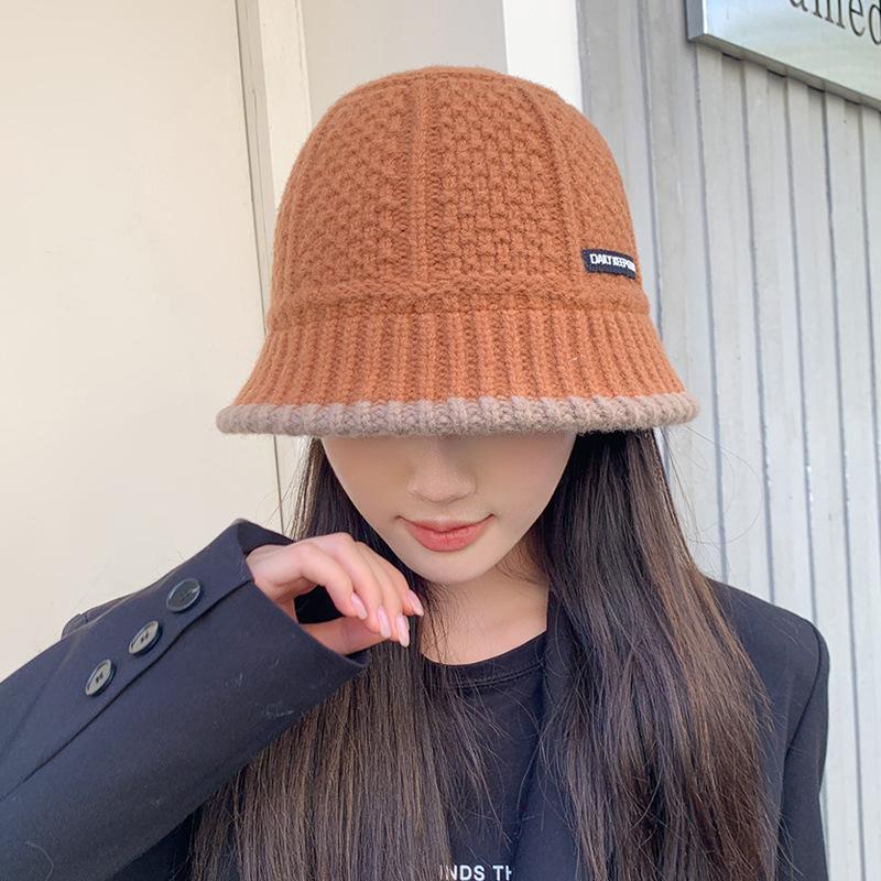 New hat women's autumn and winter warm bucket bucket hat Korean version shows small face cover retro versatile basin hat