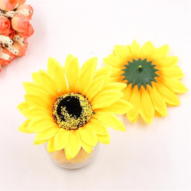 50 Pcs Artificial Flower Yellow False Sunflower 4cm 6cm 10cm Sizes For Handmade Craft Projects