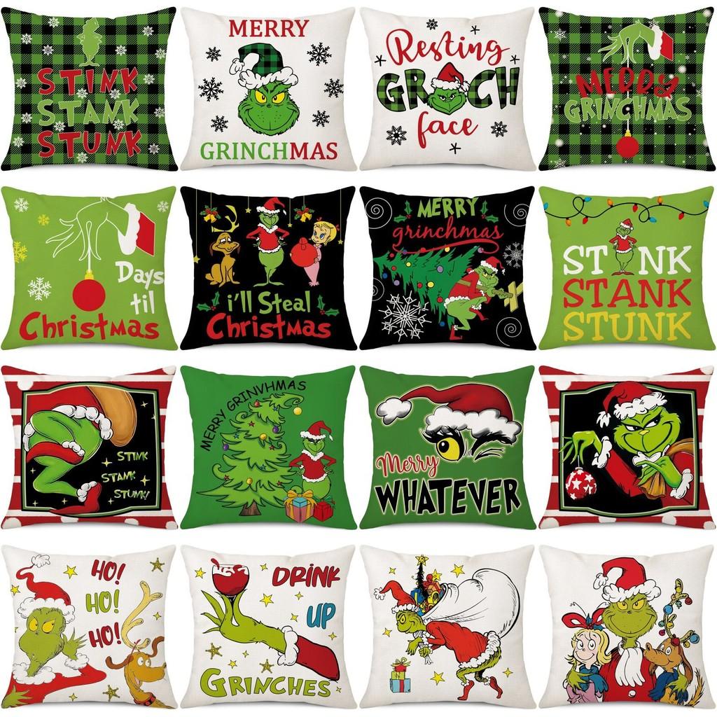 Cozy Green And Red Grinch Christmas Pillow Cover For Stylish Home Dcor 45x45cm