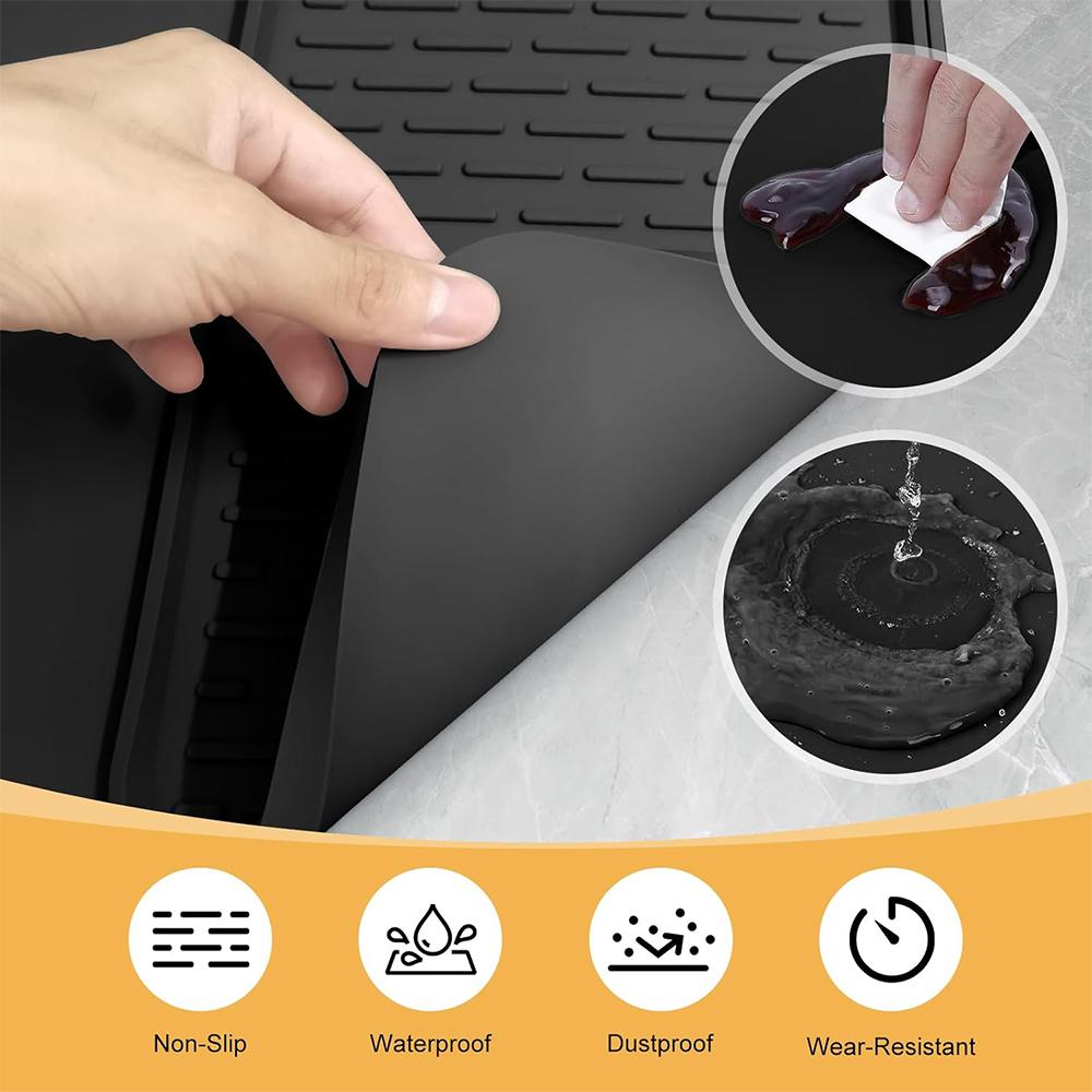 Silicone Coffee Mat Heat Resistant Bar Mat With Detachable Dish Drying Mat Kitchen Counter Coffee Machine Mat Pad