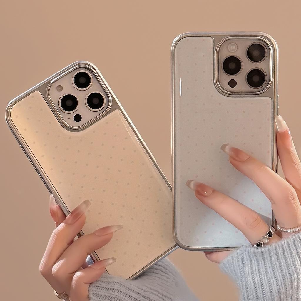 Electroplated minimalist polka dot case suitable for iPhone 16, iPhone 15 Pro Max, iPhone 14, and Huawei