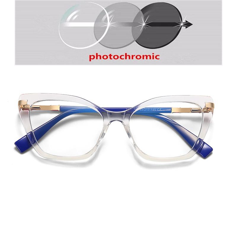 Blue Light Blocking Cat Eye Nearsighted Glasses For Women Spring Hinge TR90 Prescription Spectacles Diopter 0 -0.5 -0.75 To -6.0