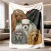 1pc Poodle Pattern Soft Flannel Throw Blanket | All-Season Cozy Polyester Fleece for Office Chair, Mixed Color, Bohemian Style