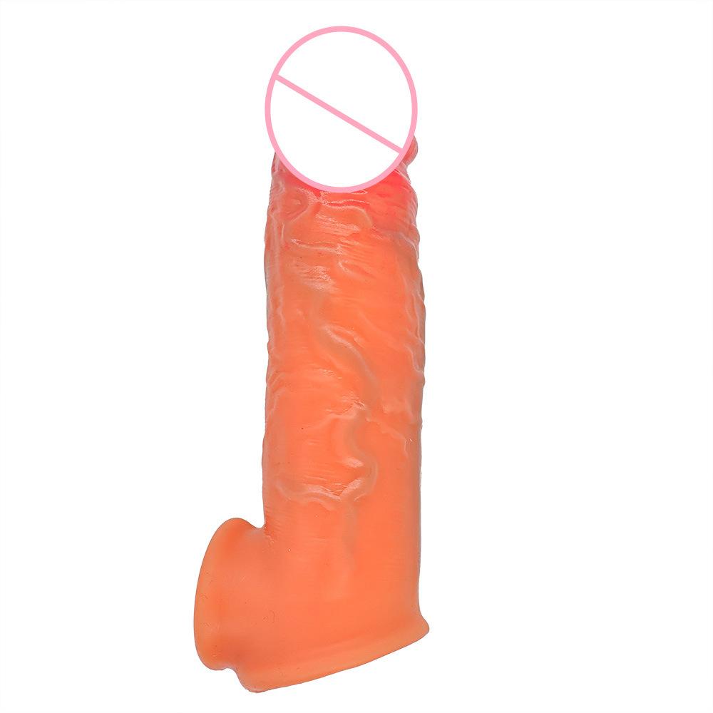 Silicone Sexy Exotic Condom Men's Penis Ring Couple Toy Sperm Lock Set Lengthened Soft Contraceptive Adult Sex Product