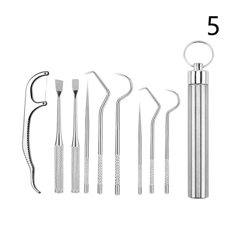 1pc Stainless Steel Toothpicks Pocket Set Portable Floss Pick Reusable Metal Toothpicks Tooth CleaningTool Kit With Storage Tube