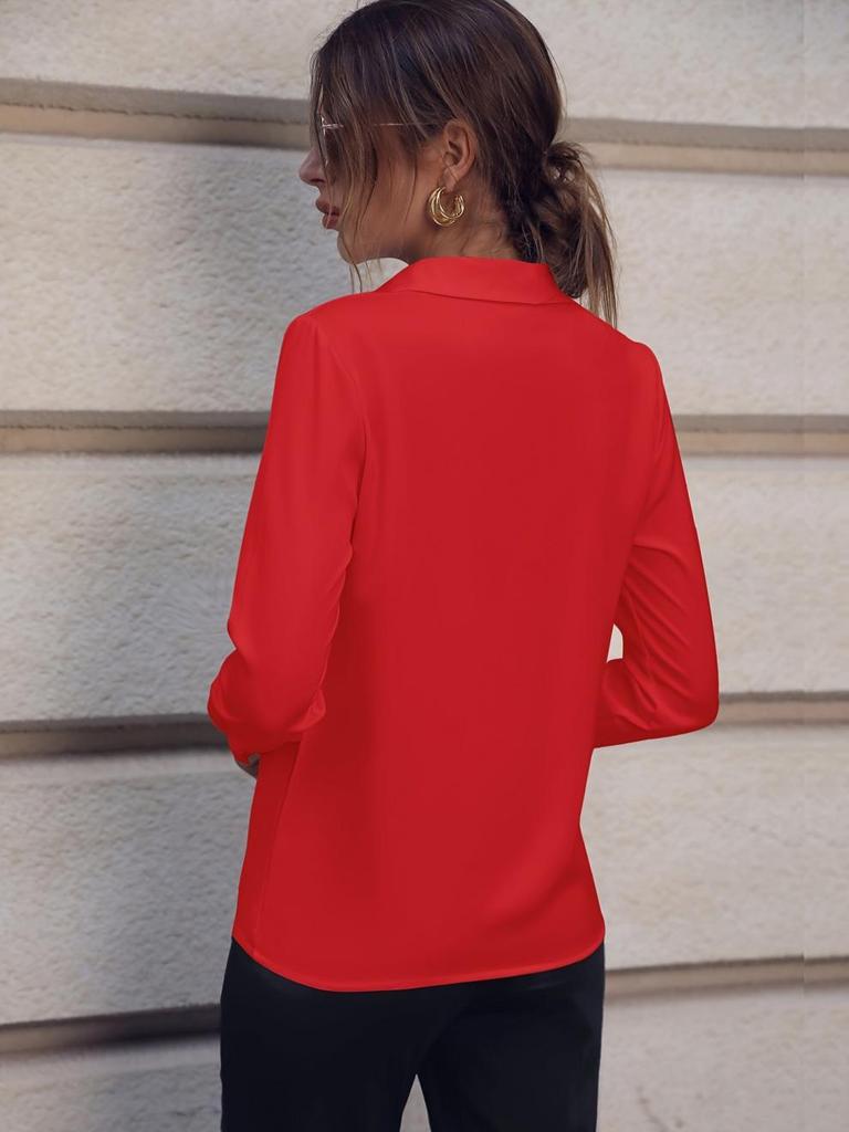 Versatile Long-Sleeved Shirt with Pearl Buttons - Casual To Business Style